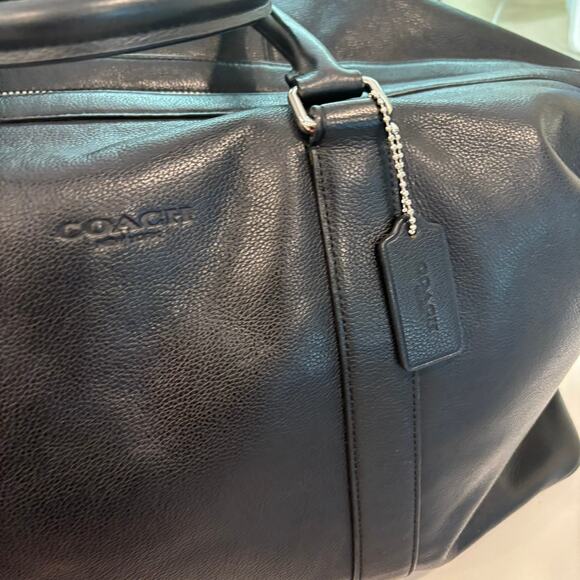 Coach Voyager Black Leather Weekender Luxury Duffel Bag Style F54802 Carry On - Picture 6 of 12